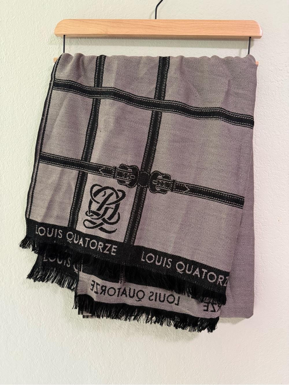 Louis Quatorze Monogram Belt Print Fringe Scarf Wrap